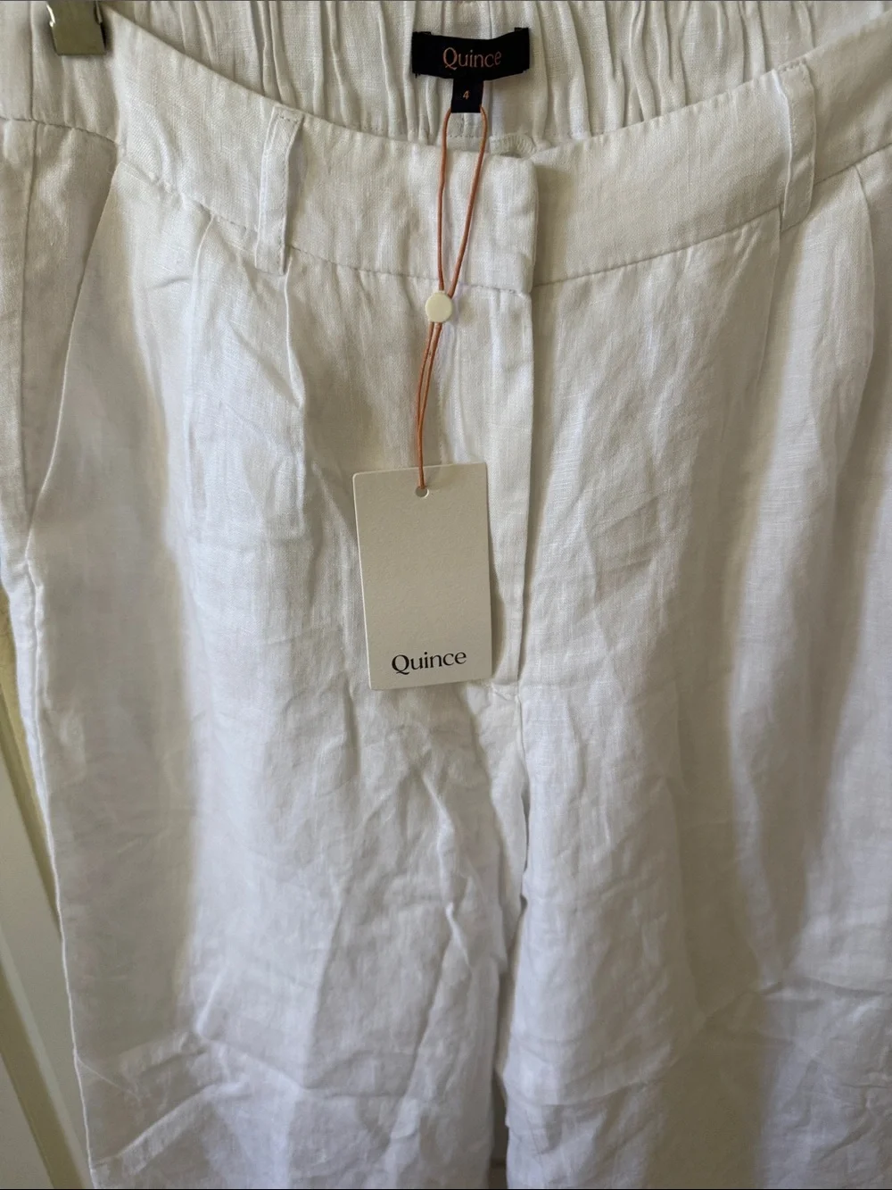 Quince White Linen Relaxed trousers Pants size 4 NWT